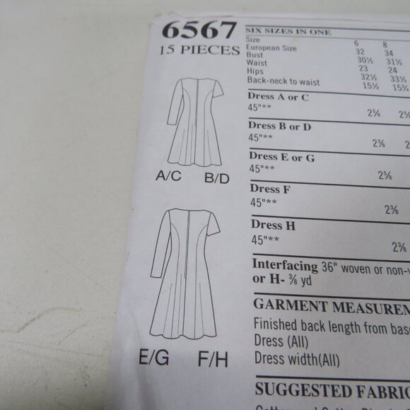 NEW LOOK 6567 Clothing Pattern Dress size 6-16 UNCUT - Picture 5 of 9